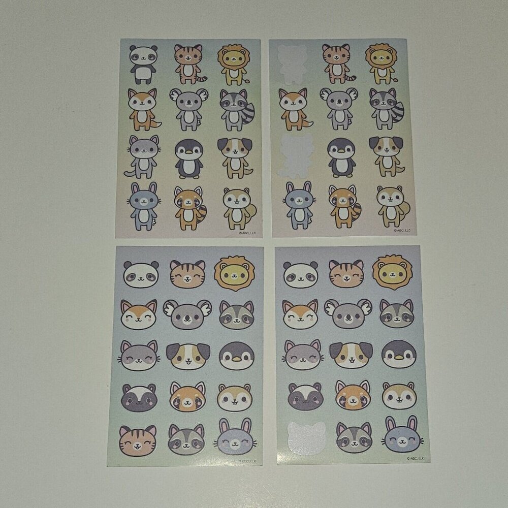 AGC Sticker Sheets Animals Panda Fox Cat Bunny Penguin Raccoon Lion Tiger Kawaii